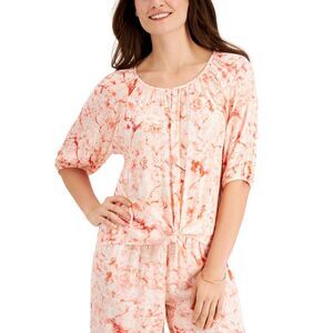 JM Collection Ariana Printed Gauze Tie Front Top